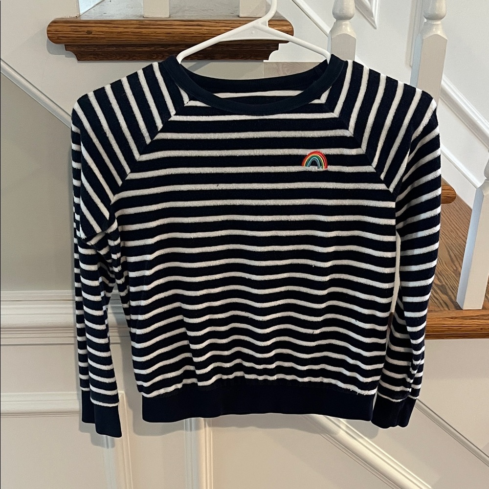 Gap Kids Striped Navy and White Sweater with Rainbow Patch